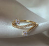 Wholesale Gold Plated Copper Fashion Retro Cute Sweet Style Pink Heart Shaped Butterfly Flower Opening Ring For Women