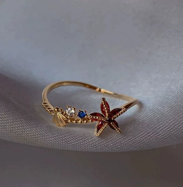 Wholesale Gold Plated Copper Fashion Retro Cute Sweet Style Pink Heart Shaped Butterfly Flower Opening Ring For Women