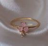 Wholesale Gold Plated Copper Fashion Retro Cute Sweet Style Pink Heart Shaped Butterfly Flower Opening Ring For Women