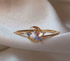 Wholesale Gold Plated Copper Fashion Retro Cute Sweet Style Pink Heart Shaped Butterfly Flower Opening Ring For Women