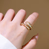 Wholesale Gold Plated Copper Geometric Snake Shaped Adjustable Ring Hand Jewelry For Women