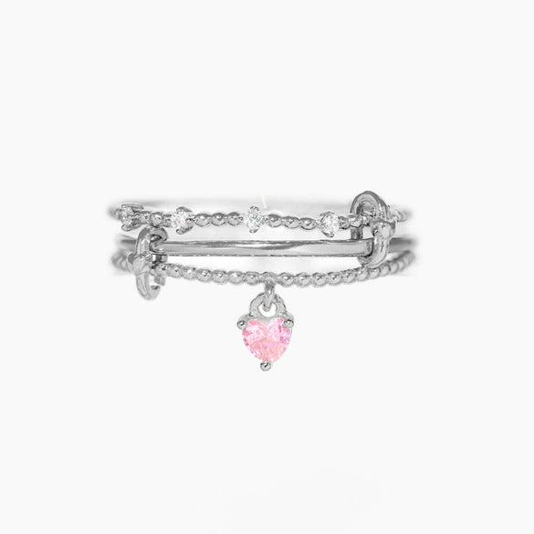 Wholesale Gold Plated Copper Heart Shape Pendant Adjustable Ring With Electroplating For Women