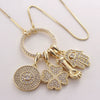 Wholesale Gold Plated Copper Round Pendant Key Ring Necklace For Women