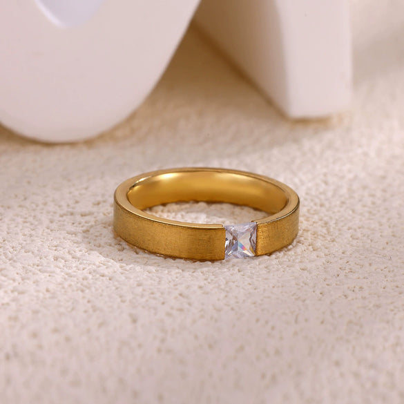 Wholesale Gold Plated Geometric And Ushaped Zircon 304 Stainless Steel Unisex Couple Tail Rings Cold Style