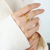 Wholesale Gold Plated Geometric Fashion Ring In Titanium Steel For Unisex With Electroplating Treatment