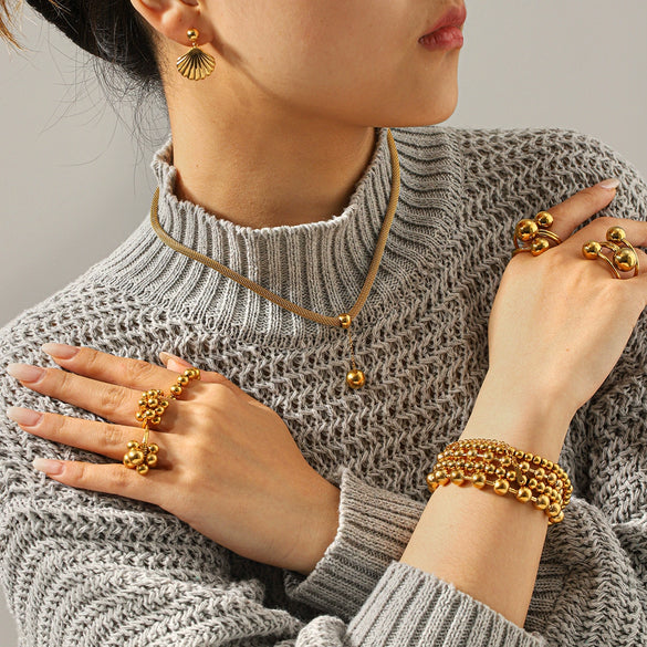 Wholesale Gold Plated Geometric Stainless Steel And Titanium Steel Jewelry For Women Necklace Bracelet Ring