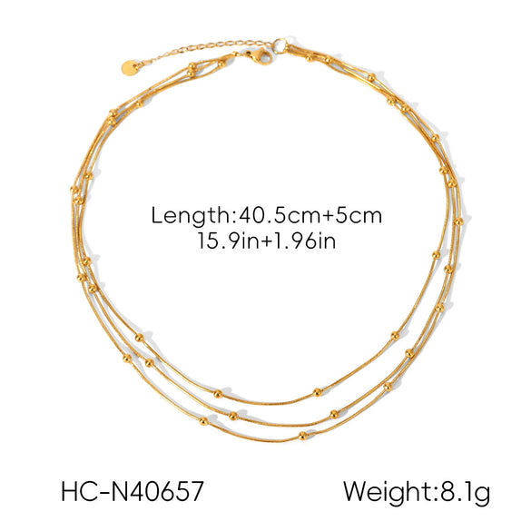 Wholesale Gold Plated Geometric Stainless Steel Bead Chain Necklaces And Bracelets For Women