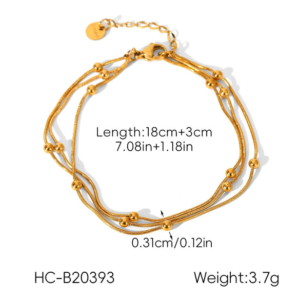 Wholesale Gold Plated Geometric Stainless Steel Bead Chain Necklaces And Bracelets For Women
