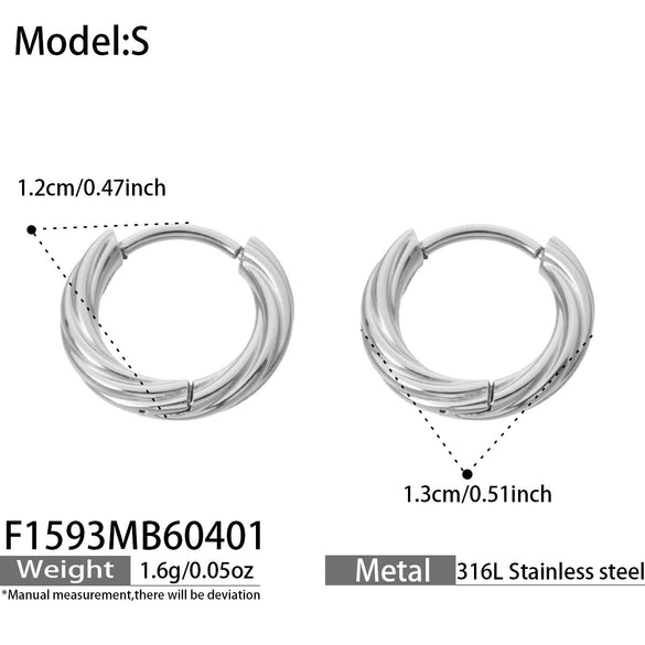 Wholesale Gold Plated Geometric Stainless Steel Hoop Earrings For Women Light Luxury Minimalist Niche Style