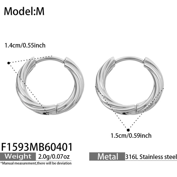 Wholesale Gold Plated Geometric Stainless Steel Hoop Earrings For Women Light Luxury Minimalist Niche Style
