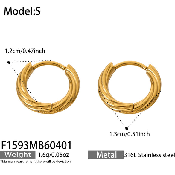 Wholesale Gold Plated Geometric Stainless Steel Hoop Earrings For Women Light Luxury Minimalist Niche Style