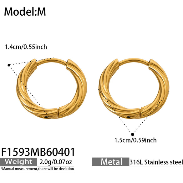 Wholesale Gold Plated Geometric Stainless Steel Hoop Earrings For Women Light Luxury Minimalist Niche Style