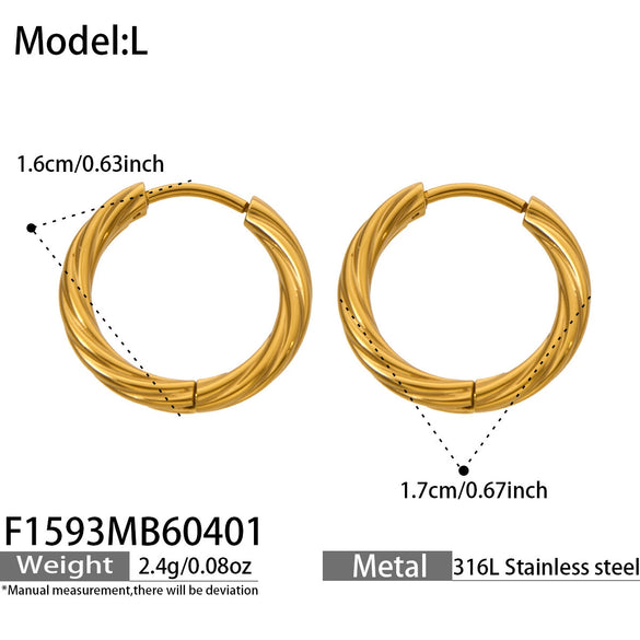Wholesale Gold Plated Geometric Stainless Steel Hoop Earrings For Women Light Luxury Minimalist Niche Style