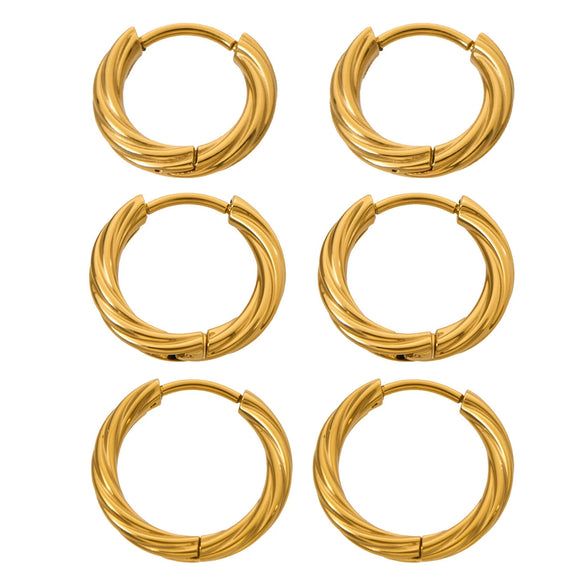 Wholesale Gold Plated Geometric Stainless Steel Hoop Earrings For Women Light Luxury Minimalist Niche Style