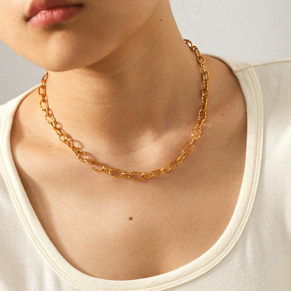 Wholesale Gold Plated Geometric Stainless Steel Oshaped Chain Necklace For Women