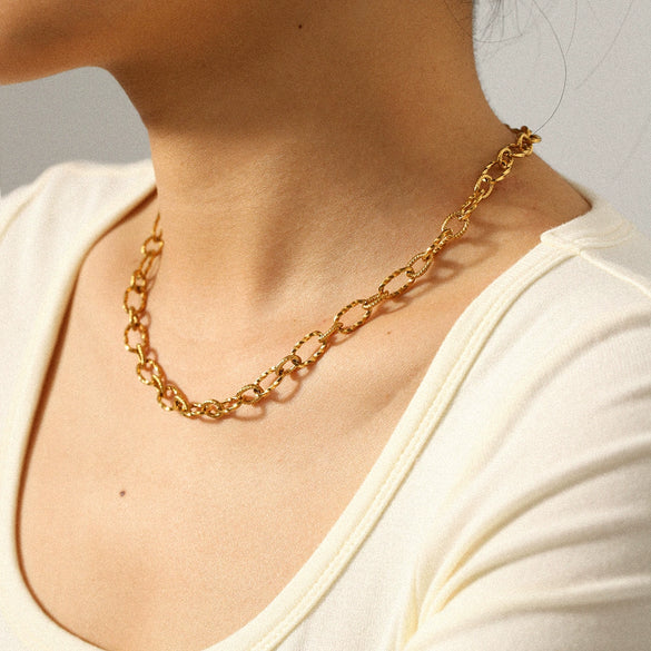 Wholesale Gold Plated Geometric Stainless Steel Oshaped Chain Necklace For Women