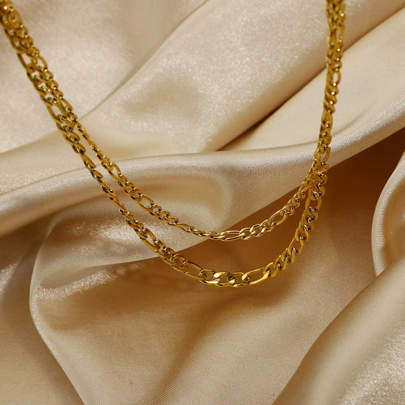 Wholesale Gold Plated Geometric Twolayer Bamboo Chain Necklace For Women Made Of Stainless Steel And Titanium Steel