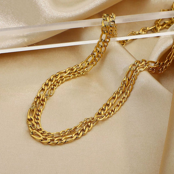 Wholesale Gold Plated Geometric Twolayer Bamboo Chain Necklace For Women Made Of Stainless Steel And Titanium Steel