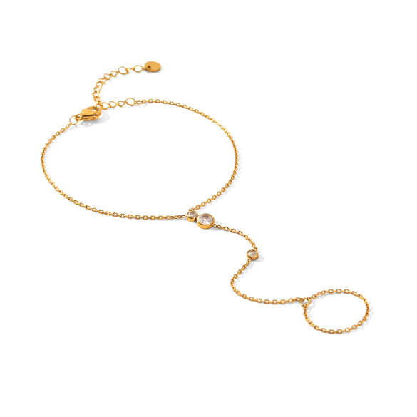 Wholesale Gold Plated Geometric Zircon Stainless Steel Necklace And Bracelet For Women