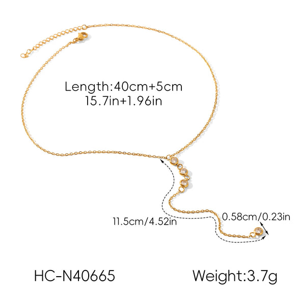 Wholesale Gold Plated Geometric Zircon Stainless Steel Necklace And Bracelet For Women
