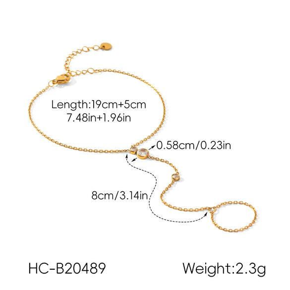 Wholesale Gold Plated Geometric Zircon Stainless Steel Necklace And Bracelet For Women