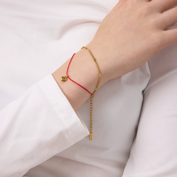 Wholesale Gold Plated Heart Geometric Simple Stainless Steel Pendant Bracelet For Women