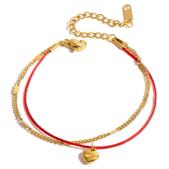 Wholesale Gold Plated Heart Geometric Simple Stainless Steel Pendant Bracelet For Women