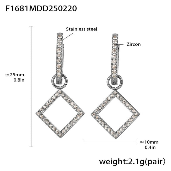 Wholesale Gold Plated 18K Gold Inlaid Zircon Stainless Steel Geometric Heart Shape And Bow Tie Earrings For Women