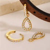 Wholesale Gold Plated 18K Gold Inlaid Zircon Stainless Steel Geometric Heart Shape And Bow Tie Earrings For Women