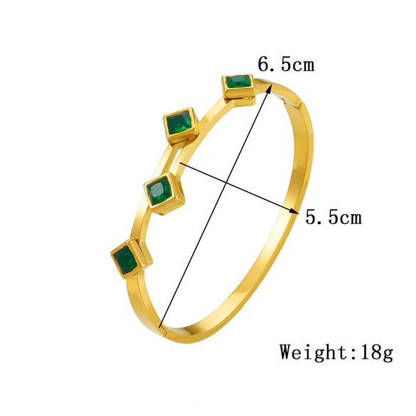 Wholesale Gold Plated Square Bracelet With Inlaid Glass Rhinestones In Titanium Steel