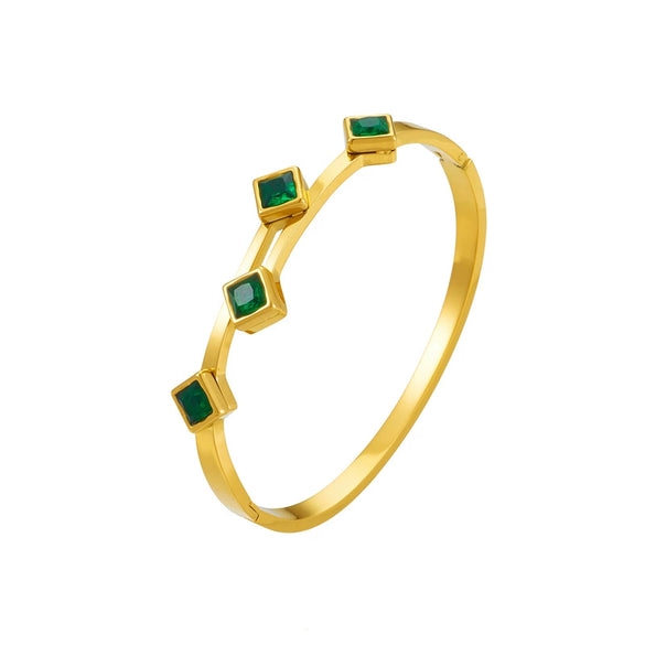Wholesale Gold Plated Square Bracelet With Inlaid Glass Rhinestones In Titanium Steel