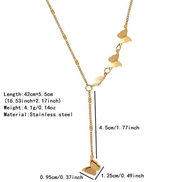 Wholesale Gold Plated Stainless Steel And Titanium Steel Butterfly And Bow Tie Necklace Jewelry For Women Light Luxury Style