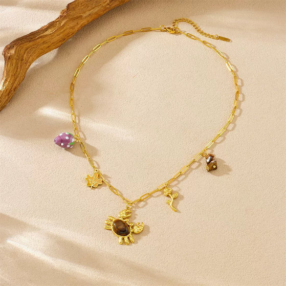 Wholesale Gold Plated Stainless Steel Animal Zodiac Pendant Necklace For Women