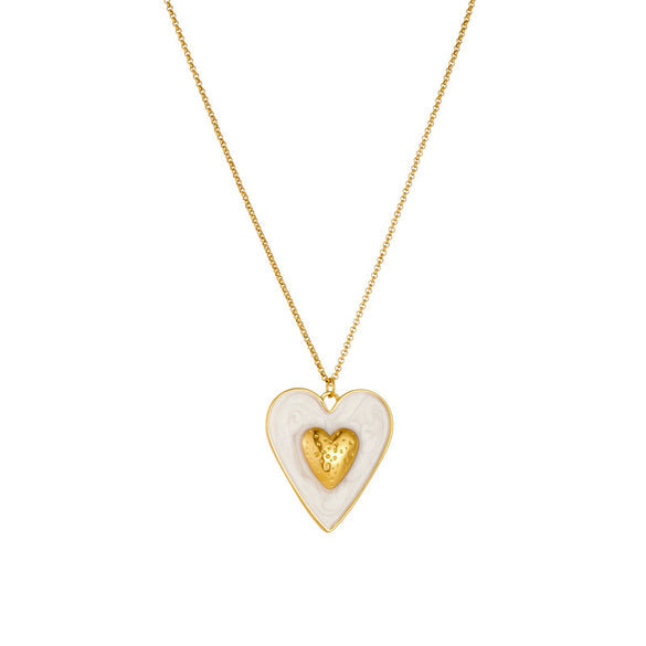 Wholesale Gold Plated Stainless Steel Double Heart Pendant Box Chain Necklace For Women