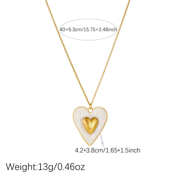Wholesale Gold Plated Stainless Steel Double Heart Pendant Box Chain Necklace For Women
