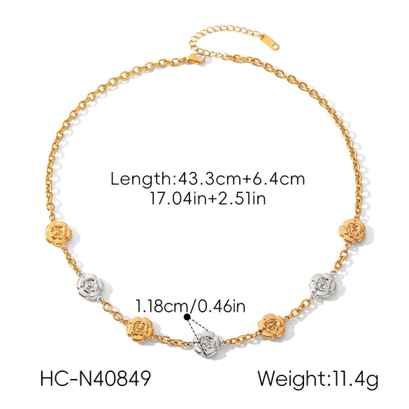 Wholesale Gold Plated Stainless Steel Flower Bracelet And Necklace For Women In Ins Style