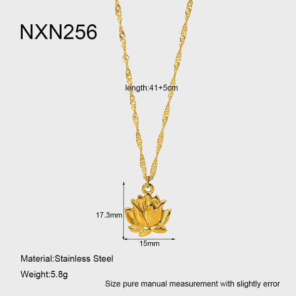 Wholesale Gold Plated Stainless Steel Flower Shape Pendant Necklace For Women