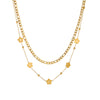 Wholesale Gold Plated Stainless Steel Flower Stacked Double Snake Bone Chain Clavicle Necklace With Electroplating And Niche Design