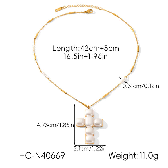 Wholesale Gold Plated Stainless Steel Geometric Cross Pendant Irregular Chain Necklace For Women Ins Style Minimalist