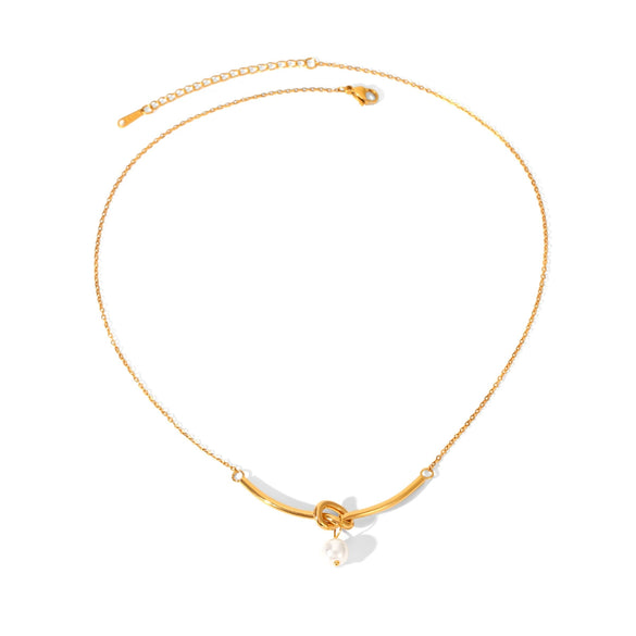 Wholesale Gold Plated Stainless Steel Geometric Cross Pendant Irregular Chain Necklace For Women Ins Style Minimalist