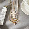 Wholesale Gold Plated Stainless Steel Geometric Cross Pendant Irregular Chain Necklace For Women Ins Style Minimalist