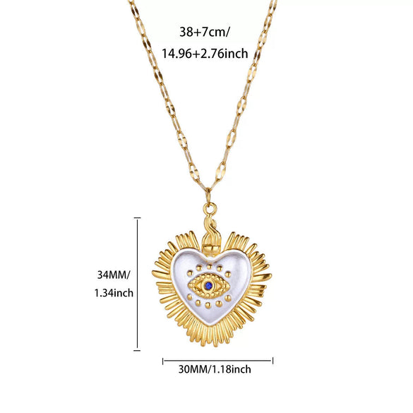 Wholesale Gold Plated Stainless Steel Geometric Eye Cross Portrait Heart Pendant Necklace For Unisex