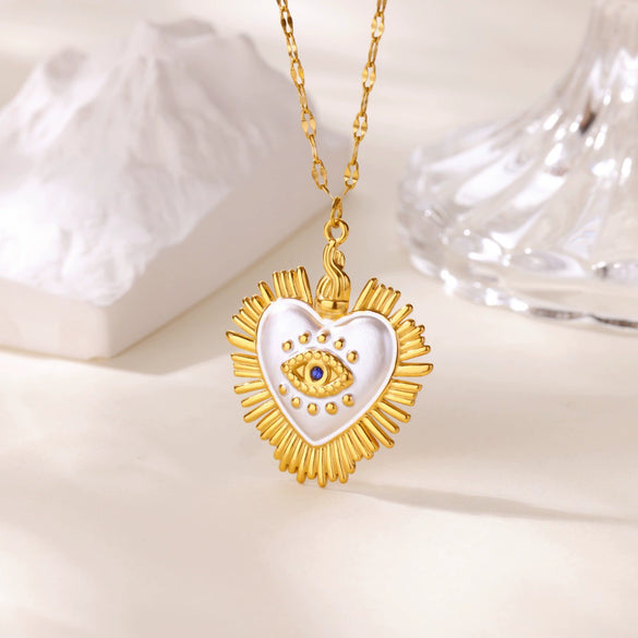 Wholesale Gold Plated Stainless Steel Geometric Eye Cross Portrait Heart Pendant Necklace For Unisex