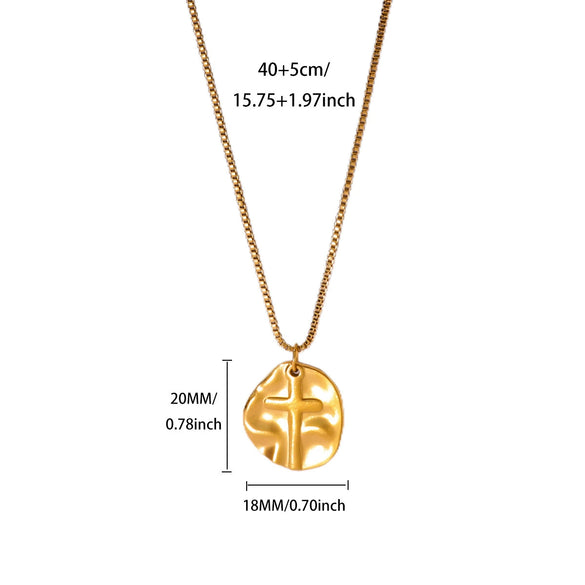 Wholesale Gold Plated Stainless Steel Geometric Eye Cross Portrait Heart Pendant Necklace For Unisex
