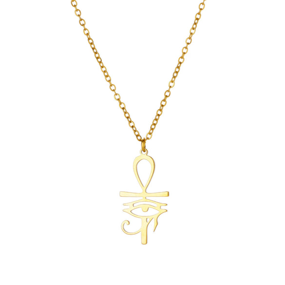 Wholesale Gold Plated Stainless Steel Geometric Eye Cross Portrait Heart Pendant Necklace For Unisex