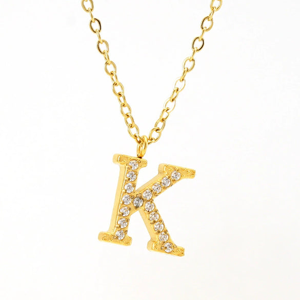 Wholesale Gold Plated Stainless Steel Geometric Letter And Number Pendant Cross Chain Necklace For Women
