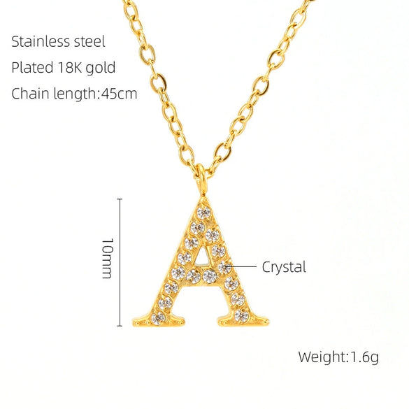 Wholesale Gold Plated Stainless Steel Geometric Letter And Number Pendant Cross Chain Necklace For Women