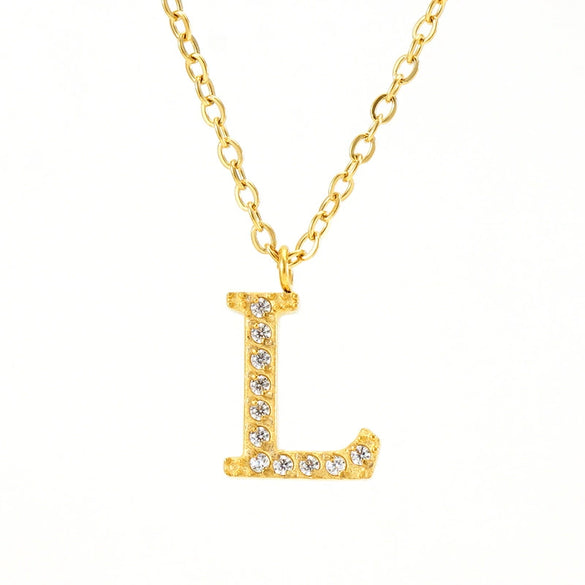 Wholesale Gold Plated Stainless Steel Geometric Letter And Number Pendant Cross Chain Necklace For Women