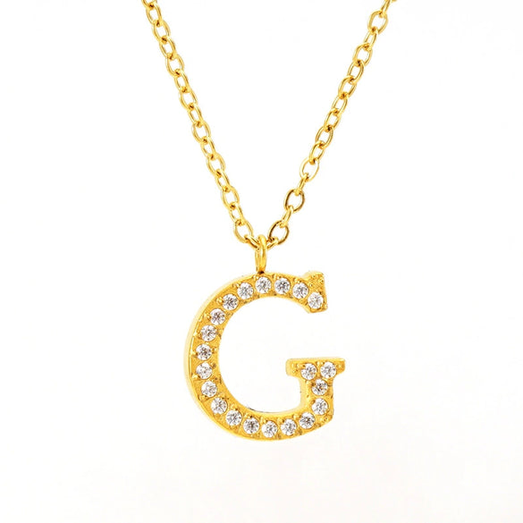 Wholesale Gold Plated Stainless Steel Geometric Letter And Number Pendant Cross Chain Necklace For Women