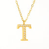 Wholesale Gold Plated Stainless Steel Geometric Letter And Number Pendant Cross Chain Necklace For Women